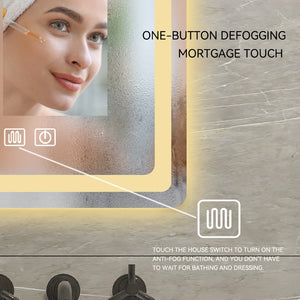 English Elm 36 LED Single Bathroom Vanity Mirror 23x31 Matte White Aluminum Wall-Mount with Anti-Fog Heater and High-Lumen Waterproof Lights W2026P203669