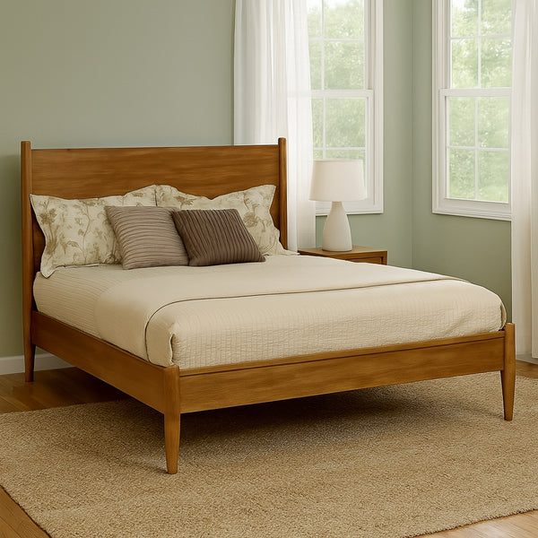 English Elm Mid-Century Modern California King Wooden Platform Bed In Warm Oak – Stylish, Durable & Comfortable! B016S00017