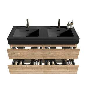 English Elm Grace 48'' Floating Bathroom Vanity With Matte Black Sink & Soft-Close Drawers For Modern Elegance W1865S00167
