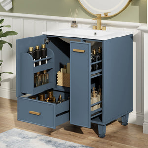 English Elm Christopher Knight Home® - 24" Bathroom Vanity with Ceramic Sink, Solid Wood Frame, Soft-Close Drawers & Ample Storage Appeal Grey N759P269734E