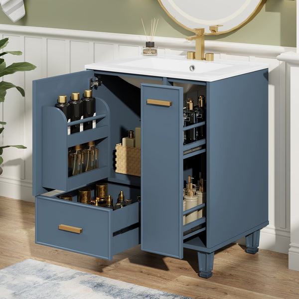 English Elm Christopher Knight Home® - 24" Bathroom Vanity with Ceramic Sink, Solid Wood Frame, Soft-Close Drawers & Ample Storage Appeal Grey N759P269734E