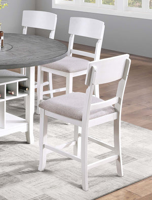 English Elm Classic 7Pc Counter Height Dining Set With Lazy Susan, Antique White & Gray, Smart Storage Solution B011S01879