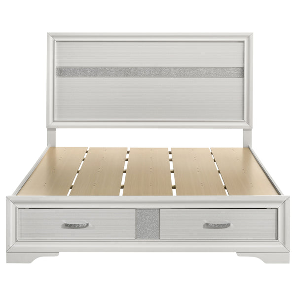 English Elm Orchid White Queen Storage Bed with Built-In Drawers, Ergonomic Pulls, Classic Panel Style, Sturdy Headboard - Space-Saving Elegance B062S00686