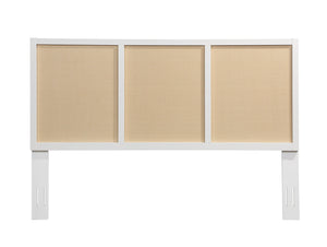 English Elm Barkley King Headboard - Coastal White Cane & Solid Wood Design With Adjustable Height For Versatility B050P393054
