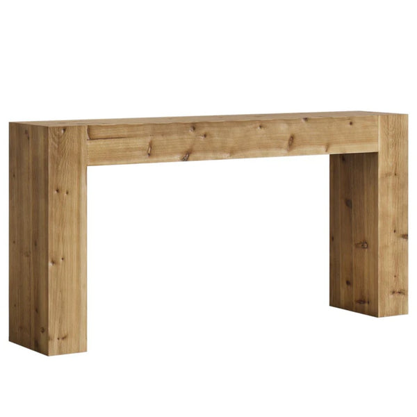English Elm Wood Solid Fir Console Table Handcrafted Farmhouse Style for Entryway or Sofa T3971P448350