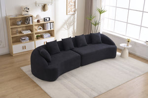 English Elm Compression Foam Curved Sectional Chenille Sleeper Sofa for Modern Living Rooms W2231S00051