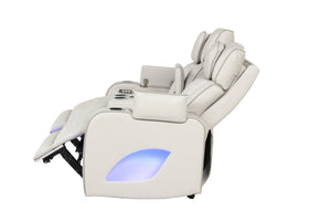 English Elm Fortuner Modern Upholstery Recliner Loveseat With Massage, Led Lights & Bluetooth - Beige Elegance G150109102