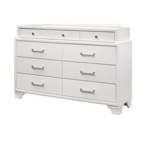 English Elm CIVIC Solid Wood Chest with Felt-Lined Top Drawers, French Dovetail Construction, Elevated Feet Design White 61.22 L x 19.49 W x 37.99 H B201P215846