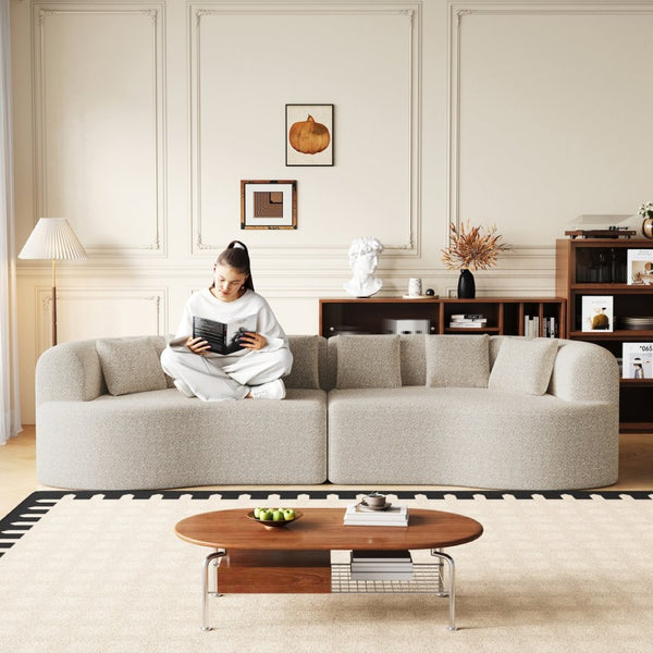 English Elm Curved Chenille Sectional Sofa Oversized Four Seat Cloud Foam Living Room Lounge W3505P355582