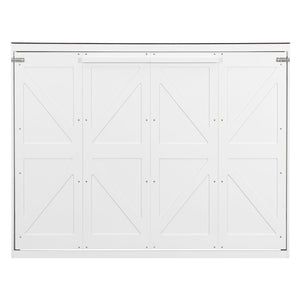 English Elm Queen Murphy Wall Bed with Usb Ports Space Saving Cabinet for Guest or Home Office White LP000385AAK