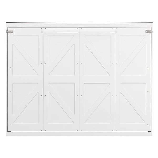 English Elm Queen Murphy Wall Bed with Usb Ports Space Saving Cabinet for Guest or Home Office White LP000385AAK