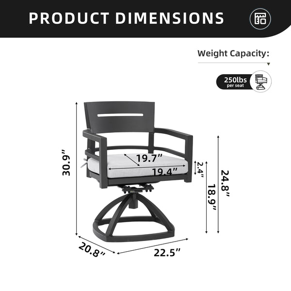 English Elm Outdoor Patio Aluminum Swivel Rocker Set – Stylish 360° Motion Chairs With Sunbrella Cushions! W1886P163383
