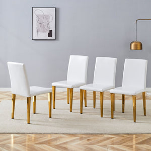 English Elm Set of 4 White Pu Leather Dining Chairs with Black Steel Legs for Modern Interiors W1151P269053