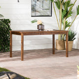 English Elm Walker Edison - Contemporary Slat-Top Acacia Wood Outdoor Dining Table - Dark Brown