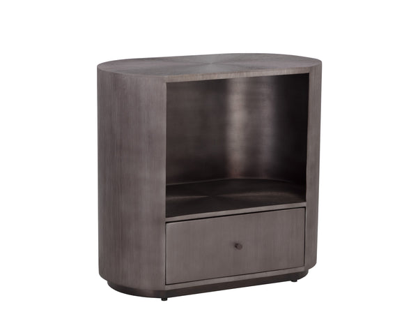 Sunpan Siena Nightstand - Handcrafted Iron Frame with Unique Finish and Ample Storage for Elegant Bedrooms Oval - 30W x 18D x 28H