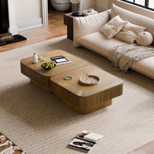 English Elm 31.5'' Square Wood Veneer Flip Top Storage Coffee Table with Slat Detail for Living Rooms Brown W1435P375248