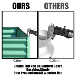 English Elm 8x4x2 Galvanized Raised Garden Bed with Rust-Resistant Steel, Open-Base Drainage, Support Rods, Safe Edges Green W1859P198006