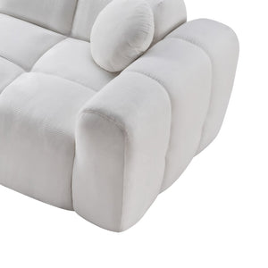 English Elm 98.4" Corduroy Cloud Puff Sofa Vacuum Packed 4-seater Living Room Couch with Pillows White W5515P477281