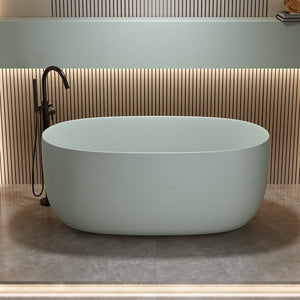 English Elm 51'' Freestanding Solid Resin Stone Soaking Tub Spa Ergonomic Matte White Bath Turquoise Green W2753P340358