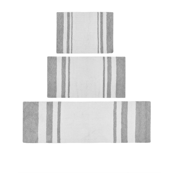 JLA Home Madison Park - Reversible Cotton Bath Rug with Plush Absorbent Pile, Dual-Sided Cut & Loop Design, Machine-Washable Grey MP72-1543