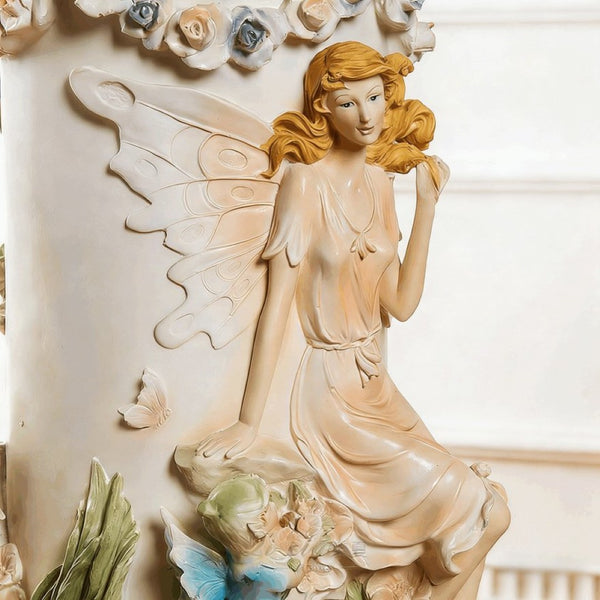 English Elm 33" Resin Fairy Floral Relief Column Pedestal Romantic Plant Stand Entryway Accent W5709P462889