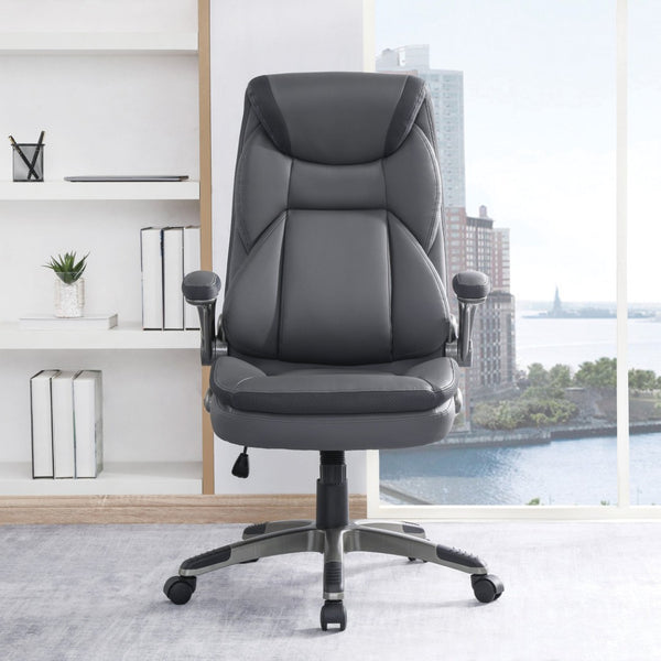 OSP Home Furnishings Exec Bonded Leather Office Chair with Lumbar Support Padded Arms and Ergonomic Tilt ECH17057-EC42