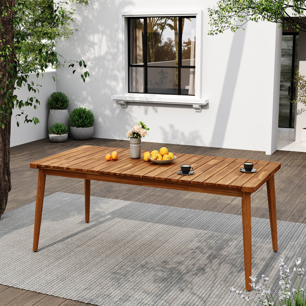 English Elm Christopher Knight Home® - Acacia Modern 72" Outdoor Dining Table for 8 — Solid Acacia Wood, Weather-Resistant Finish, 180lb Capacity N779P266069N