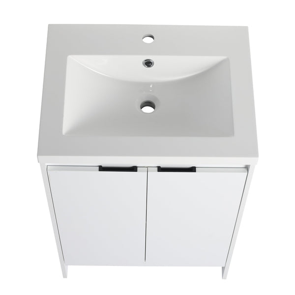 English Elm 36" Freestanding Bathroom Vanity With Resin Sink, Soft-Closing Doors & Ample Storage For Modern Spaces W999S00425