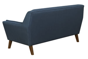 English Elm Wallace & Bay - Blue Mid-Century Loveseat in Navy Peacock Fabric — Stylish 2-Seater, Easy-Care, Compact 65.3"W Sofa B361P384454
