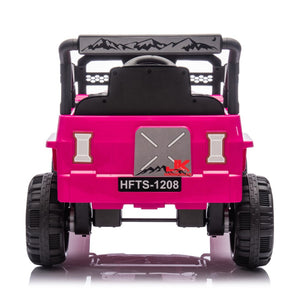 English Elm 12v Kids Electric Ride on Truck with Parental Remote Four Wheel Suspension and Led Lights Pink W1578P187456