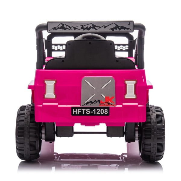 English Elm 12v Kids Electric Ride on Truck with Parental Remote Four Wheel Suspension and Led Lights Pink W1578P187456