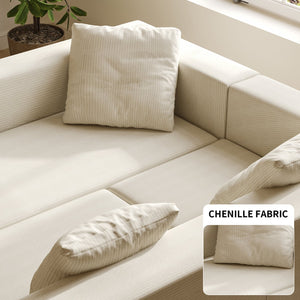 English Elm L Shaped Modular Sectional Sofa - 110" Corduroy Couch With Deep Seats & Movable Ottoman For Comfort W3670S00001