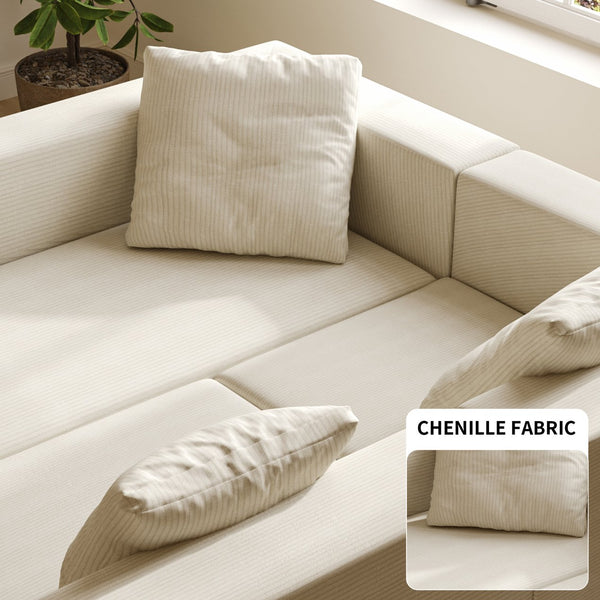 English Elm L Shaped Modular Sectional Sofa - 110" Corduroy Couch With Deep Seats & Movable Ottoman For Comfort W3670S00001