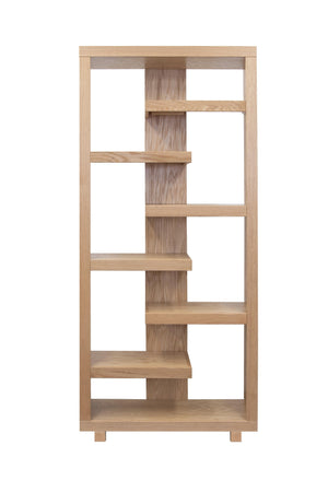 English Elm Laurel Canyon 80" Bookcase — Oak solids & veneers, six alternating shelves, rustic-modern display piece ready Natural B108P292285