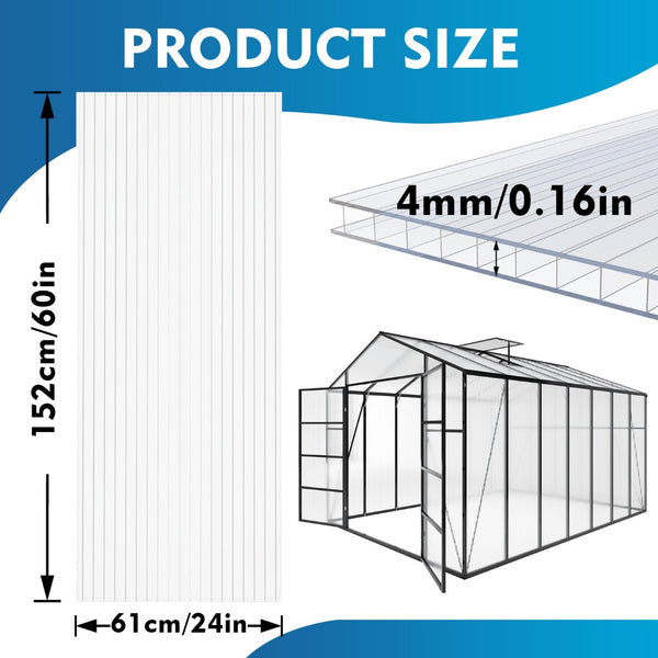English Elm 6 Twin Wall Polycarbonate Greenhouse Panels Uv Blocking Thermal Insulated Roofing W3213P458668