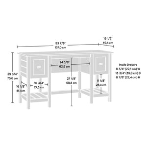 English Elm Desk, Modern Farmhouse Black Finish With Durable Engineered Wood, Storage Drawers & Easy Assembly B356P402712