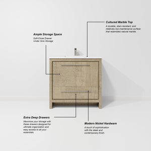 English Elm Rustic Acacia Bath Vanity With Durable Cultured Marble Top – Timeless Storage & Elegant Design B2731P259359-GIGA