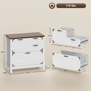 English Elm Farmhouse Lateral Filing Cabinet 4 Drawer Barn Style Home Office Storage Unit T3971P405430