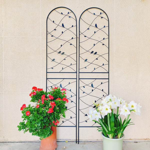 English Elm 4 Pack Powder-coated Metal Garden Trellis Panels Rustproof Climbing Plant Support Outdoor W1586P268069