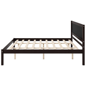 English Elm Platform King Bed Solid Pine Panel Headboard Wood Slat Base Modern Bedroom Frame Espresso N709P425341P
