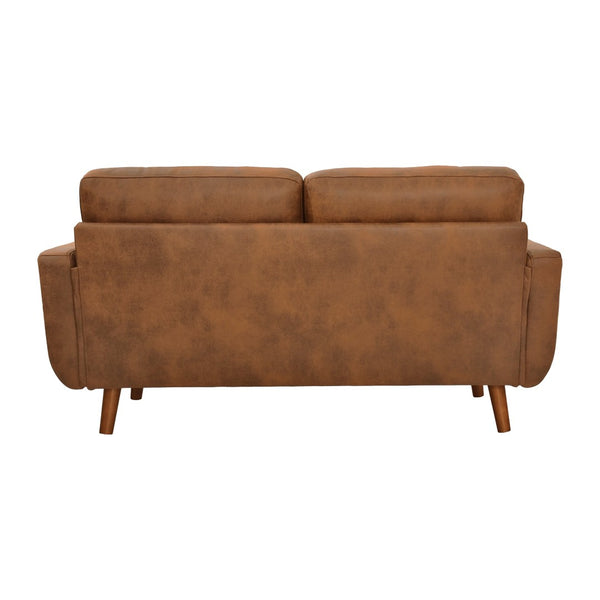 English Elm 65-inch Two Seat Sofa Breathable Foil Fabric Diamond Quilted Back Solid Wood Legs Light Brown W5568P478805