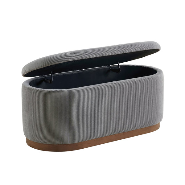 English Elm Lift Gray Corduroy Storage Bench with Foam Cushion, Walnut Legs, Lift-Top Hidden Storage, 42.5" B011P297674