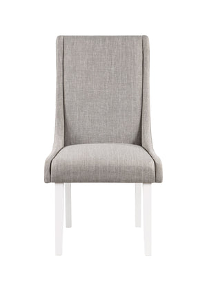 English Elm Classic Weathered Finish Side Chairs Set of 2 with Turned Legs, Padded Linen-Style Upholstery and Trim Gray,White 27 L x 23 W x 30 H B2741P334811