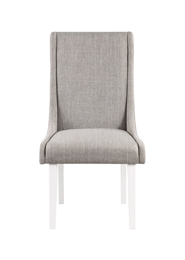 English Elm Classic Weathered Finish Side Chairs Set of 2 with Turned Legs, Padded Linen-Style Upholstery and Trim Gray,White 27 L x 23 W x 30 H B2741P334811