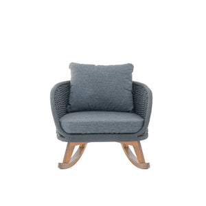 Christopher Knight Home® - 29.5" Gray Wicker Rocking Chair With Plush Polyester Cushions, Solid Wood Frame, Indoor/Outdoor Cozy Retreat
