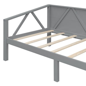 English Elm Twin Daybed Frame Solid Pine Sofa Bed for Guest Room Studio or Teen Bedroom Gray N708P266719E