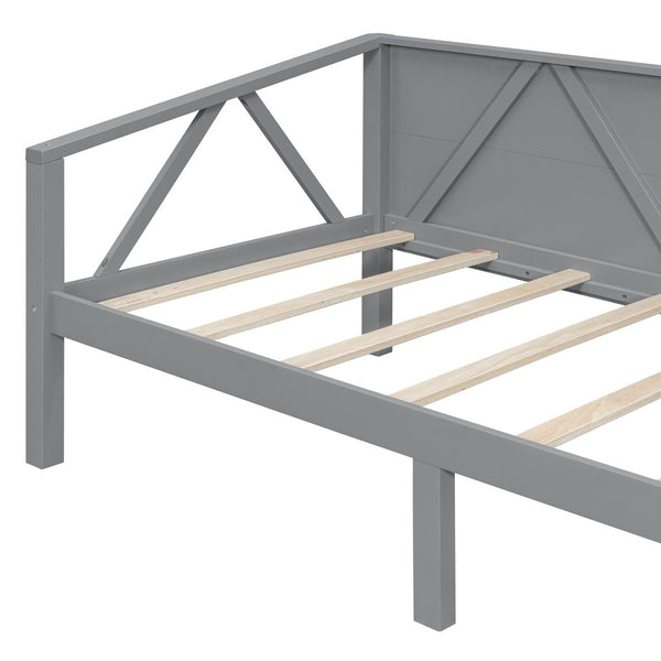 English Elm Twin Daybed Frame Solid Pine Sofa Bed for Guest Room Studio or Teen Bedroom Gray N708P266719E