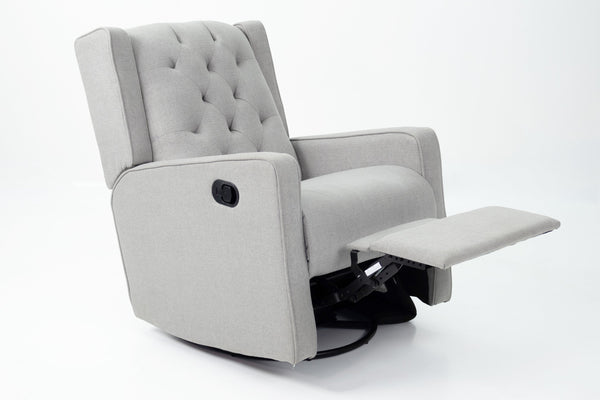 English Elm Swivel Manual Motion Glider Recliner with Diamond Tufted Back, Square Arms & 360° Comfort Rotation Light Gray 31 L x 30 W x 26 H B089P240470