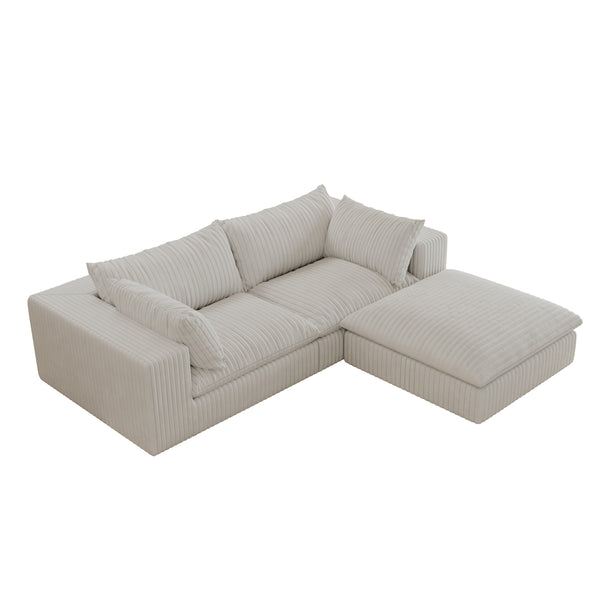 English Elm 39.8" Cloud Sofa - Plush Corduroy, Modular Deep Seat Design, Removable Cushions, No Assembly Needed! W2824S00093