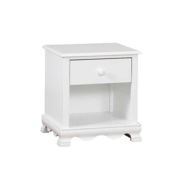 English Elm Contemporary White Solid Wood Nightstand 1-Drawer 19"W x16"D x21"H Modern Bedside Storage Shelf B2741P380825